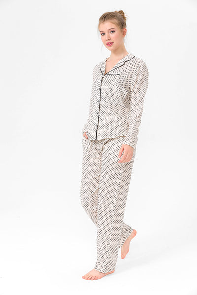 Krem renkli, müslin Lara Pijama Takım