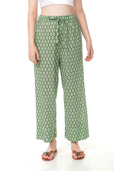 Yeşil desenli Roma pantolon
