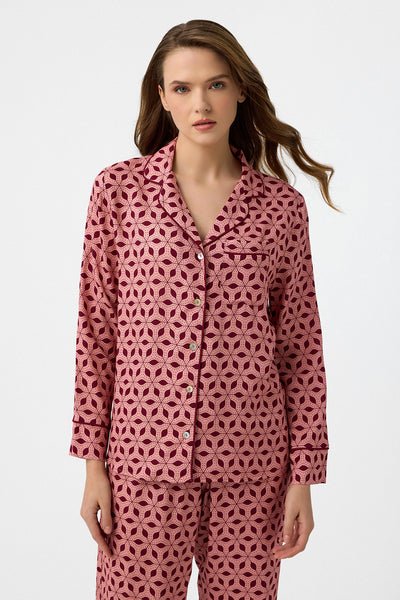 Bordo desenli Hera Pijama Takım