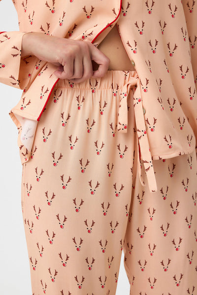 Geyik desenli Hera Pijama Takım