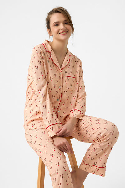 Geyik desenli Hera Pijama Takım