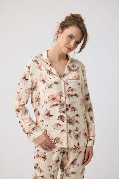 Pastel çiçek desenli Hera Pijama Takım