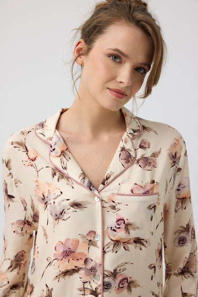 Pastel çiçek desenli Hera Pijama Takım