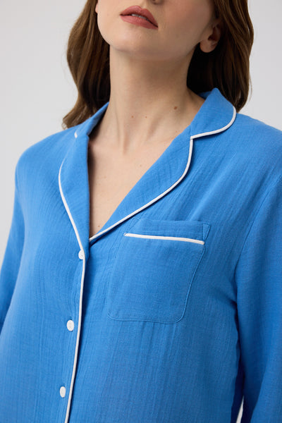 Mavi müslin Diana gömlek gecelik