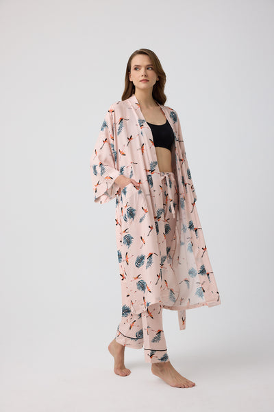 Leylek desenli Elissa Kimono