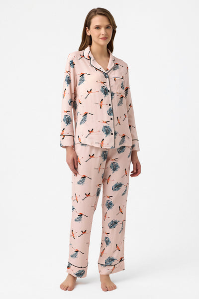 Leylek desenli Hera Pijama Takım
