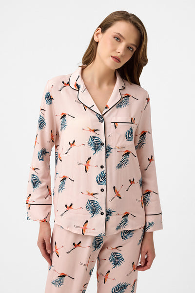 Leylek desenli Hera Pijama Takım