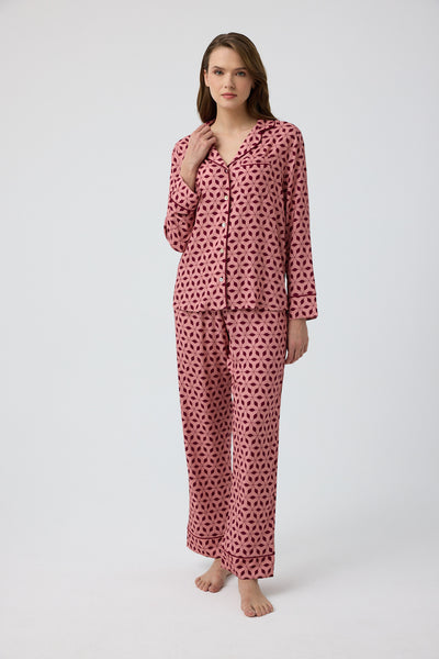 Bordo desenli Hera Pijama Takım