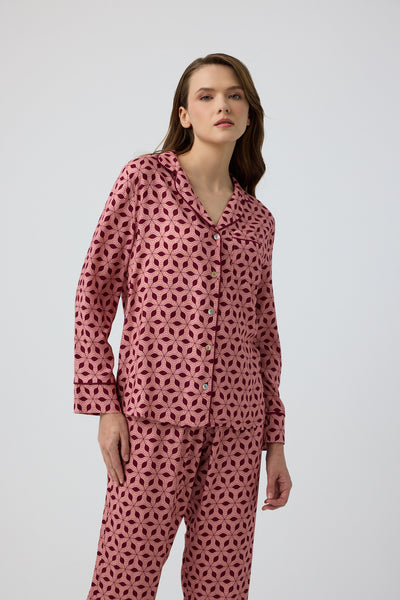 Bordo desenli Hera Pijama Takım