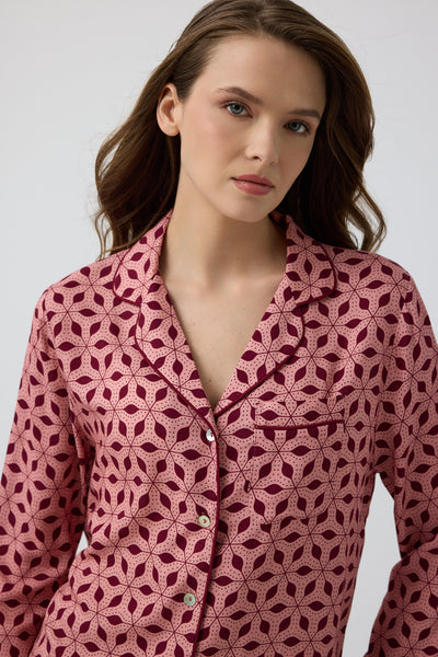 Bordo desenli Hera Pijama Takım