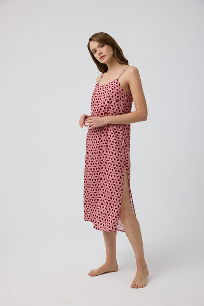 Bordo desenli Femina Gecelik / Elbise