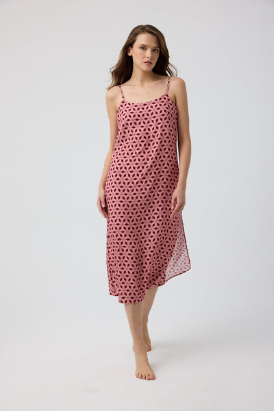 Bordo desenli Femina Gecelik / Elbise
