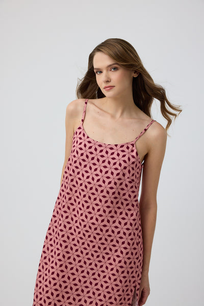 Bordo desenli Femina Gecelik / Elbise