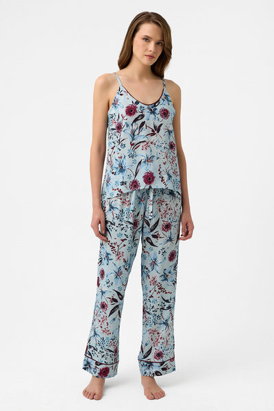 Mavi bordo askılı Hera Pijama Takım