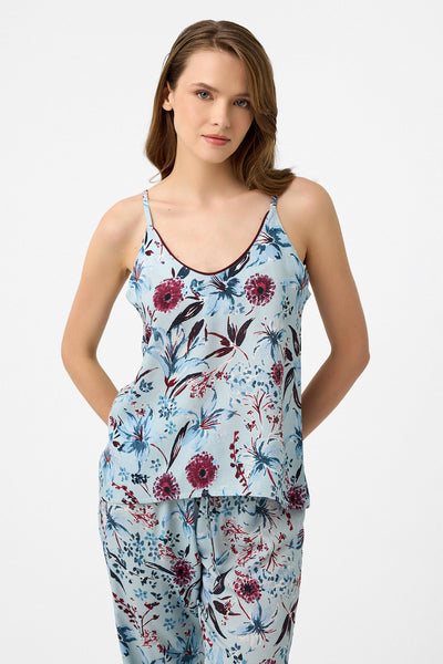 Mavi bordo askılı Hera Pijama Takım