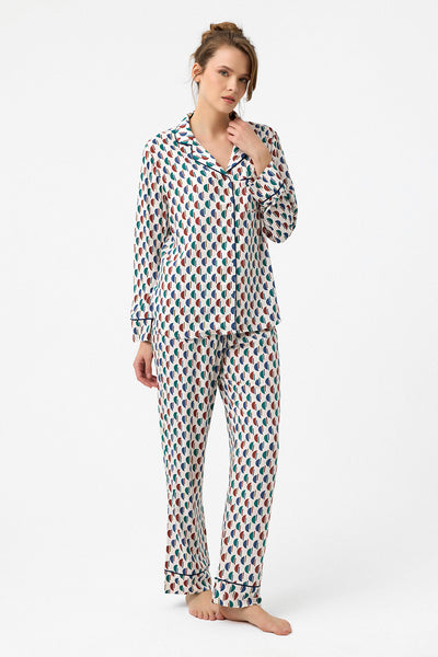 Lacivert biyeli Hera Pijama Takım