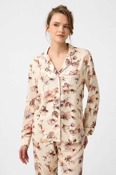 Pastel çiçek desenli Hera Pijama Takım