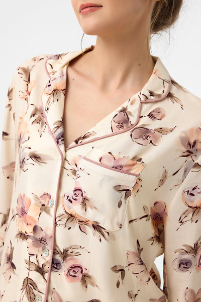 Pastel çiçek desenli Hera Pijama Takım