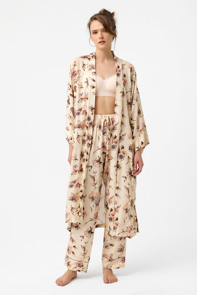 Pastel çiçek desenli Elissa Kimono