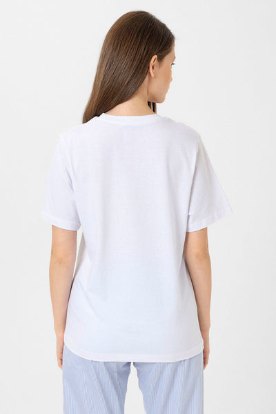 Mavi çizgili Lara Pijama Alt &  Poena Tshirt