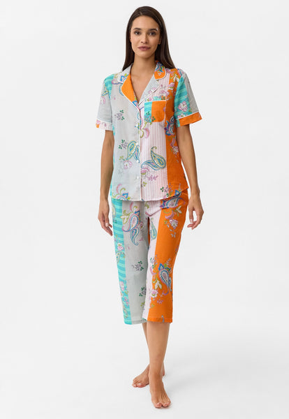Yeşil şal desenli Hera Pijama Üst &  Roma pantolon