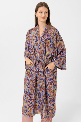 Mor desenli Elissa Kimono