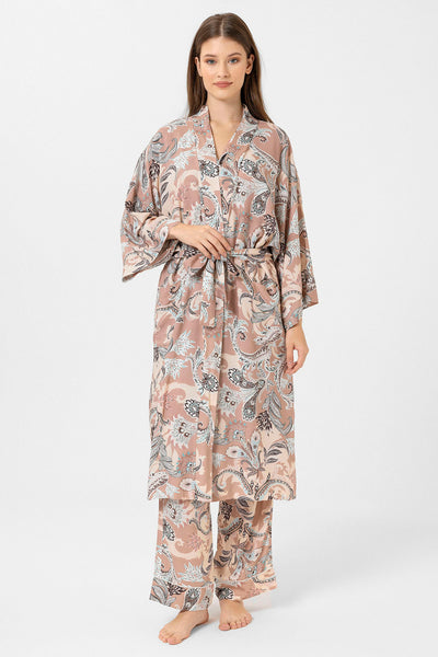 Şal desenli Elissa Kimono