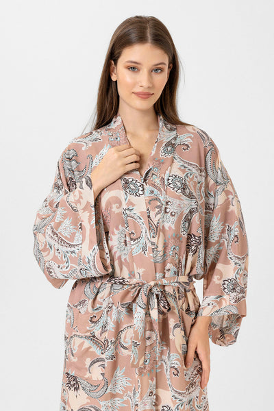 Şal desenli Elissa Kimono