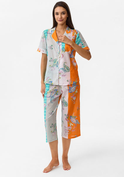 Yeşil şal desenli Hera Pijama Üst &  Roma pantolon