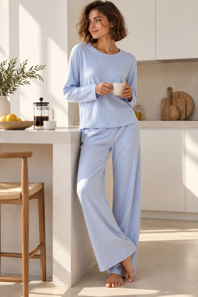 Mavi Vesta esnek kumaş pijama takım