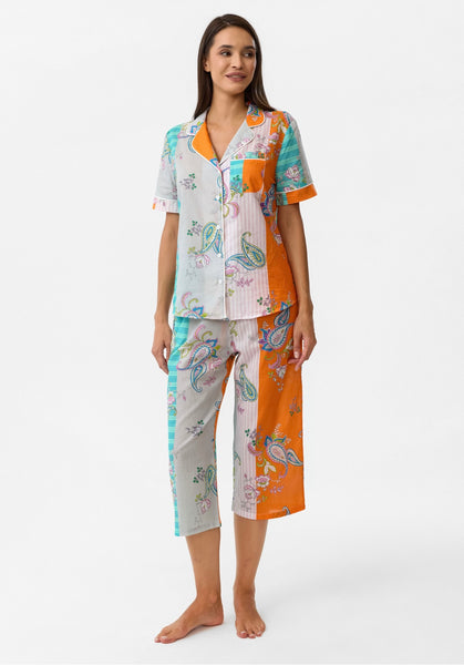 Yeşil şal desenli Hera Pijama Üst &  Roma pantolon