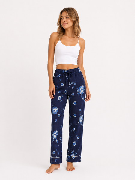 Lacivert çiçekli Hera Pijama Alt