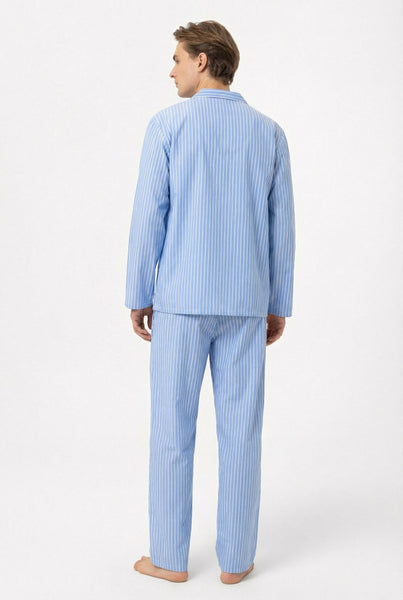 Mavi çizgili, beyaz biyeli Lara Erkek Pijama Takım