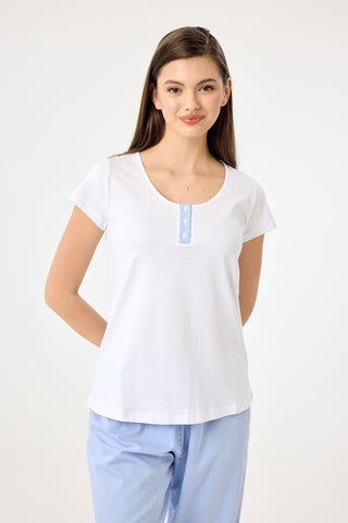 Dalia beyaz yarım kol T-shirt