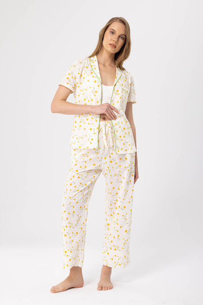 Sarı çiçekli Luna&Roma Pijama Takım