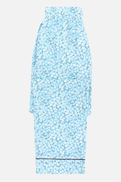 Mavi, mini çiçek desenli Hera Pijama Takım