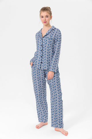 Mavi desenli müslin Lara Pijama Takım