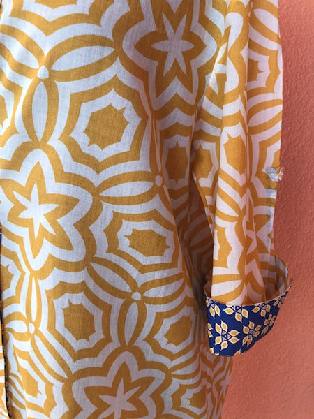 Sarı desenli Edesia gömlek tunik