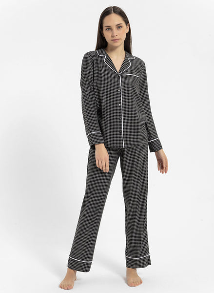 Siyah, kareli Hera Pijama Takım