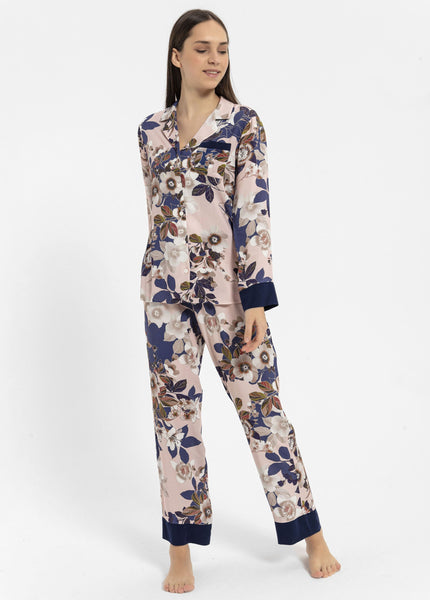 Pembe çiçek desenli Hera Pijama Takım