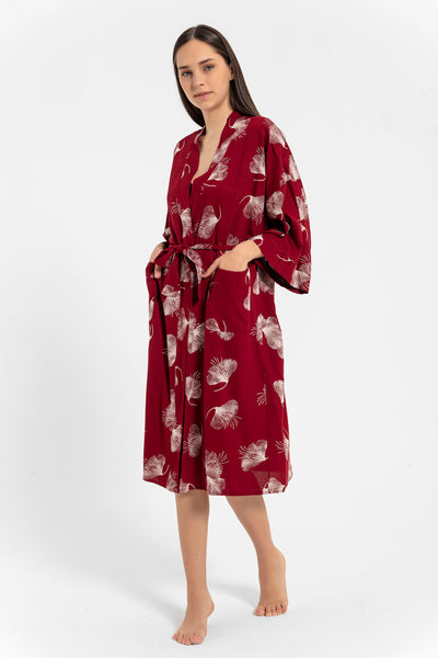 Koyu kırmızı Elissa Kimono
