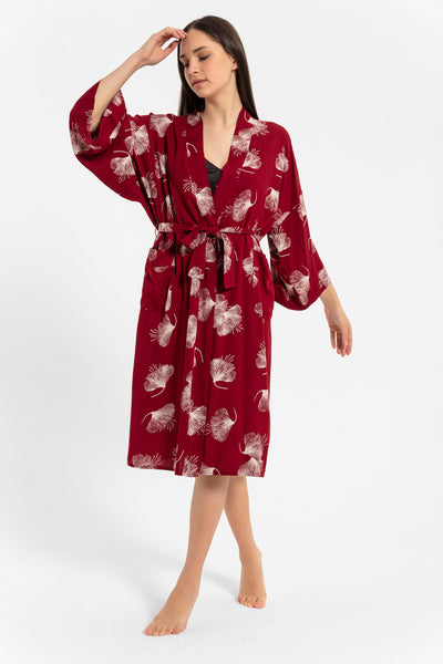 Koyu kırmızı Elissa Kimono